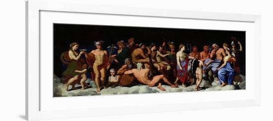 The Assembly of the Gods, after the Frescoes in the Loggia of the Farnesina in Rome-Raphael-Framed Giclee Print