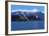 The Assumption of Mary Pilgrimage Church on Lake Bled and Bled Castle at Dusk, Bled, Slovenia-Miles Ertman-Framed Photographic Print