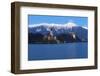 The Assumption of Mary Pilgrimage Church on Lake Bled and Bled Castle at Dusk, Bled, Slovenia-Miles Ertman-Framed Photographic Print