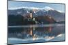 The Assumption of Mary Pilgrimage Church on Lake Bled and Bled Castle, Bled, Slovenia, Europe-Miles Ertman-Mounted Photographic Print