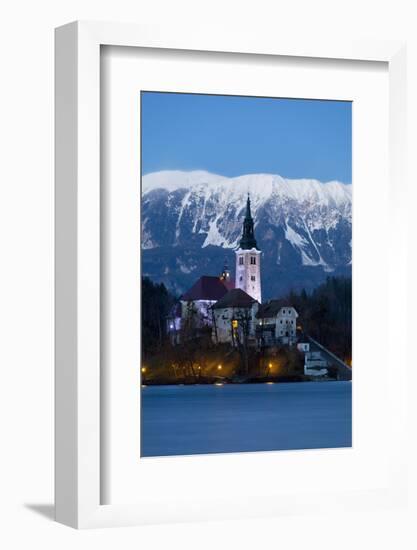 The Assumption of Mary Pilgrimage Church on Lake Bled at Dusk, Bled, Slovenia, Europe-Miles Ertman-Framed Photographic Print