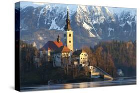 The Assumption of Mary Pilgrimage Church on Lake Bled, Bled, Slovenia, Europe-Miles Ertman-Stretched Canvas