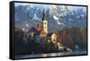 The Assumption of Mary Pilgrimage Church on Lake Bled, Bled, Slovenia, Europe-Miles Ertman-Framed Stretched Canvas