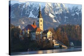 The Assumption of Mary Pilgrimage Church on Lake Bled, Bled, Slovenia, Europe-Miles Ertman-Stretched Canvas