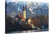 The Assumption of Mary Pilgrimage Church on Lake Bled, Bled, Slovenia, Europe-Miles Ertman-Stretched Canvas