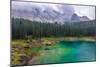 The Astonishing Colours of the Water of the Karersee, in Trentino, During a Rainy Day-Fabio Lotti-Mounted Photographic Print