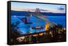 The Astoria-Megler Bridge over the Columbia River, Astoria, Oregon, USA-Mark A Johnson-Framed Stretched Canvas