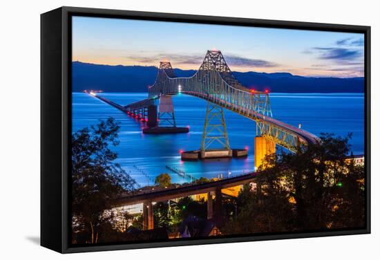 The Astoria-Megler Bridge over the Columbia River, Astoria, Oregon, USA-Mark A Johnson-Framed Stretched Canvas