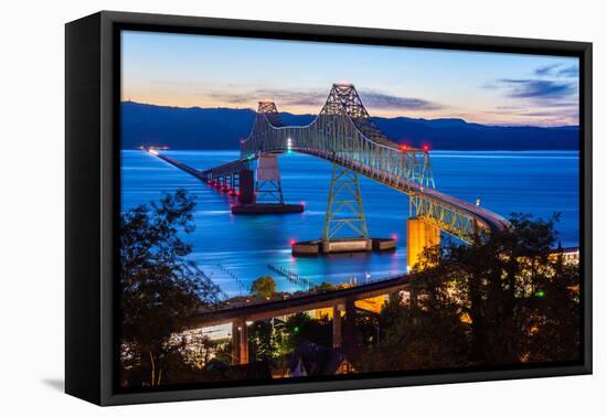 The Astoria-Megler Bridge over the Columbia River, Astoria, Oregon, USA-Mark A Johnson-Framed Stretched Canvas