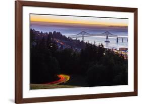 The Astoria-Megler Bridge over the Columbia River & the town of Astoria, Oregon, USA-Mark A Johnson-Framed Photographic Print