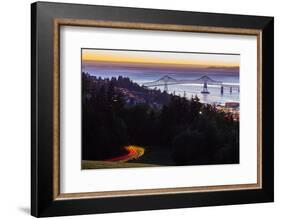 The Astoria-Megler Bridge over the Columbia River & the town of Astoria, Oregon, USA-Mark A Johnson-Framed Photographic Print