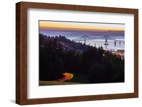 The Astoria-Megler Bridge over the Columbia River & the town of Astoria, Oregon, USA-Mark A Johnson-Framed Photographic Print