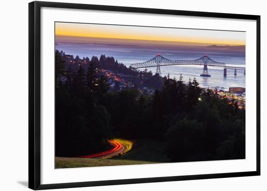 The Astoria-Megler Bridge over the Columbia River & the town of Astoria, Oregon, USA-Mark A Johnson-Framed Photographic Print
