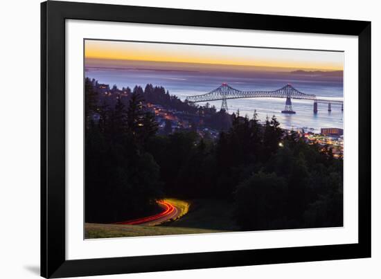 The Astoria-Megler Bridge over the Columbia River & the town of Astoria, Oregon, USA-Mark A Johnson-Framed Photographic Print