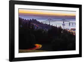 The Astoria-Megler Bridge over the Columbia River & the town of Astoria, Oregon, USA-Mark A Johnson-Framed Photographic Print