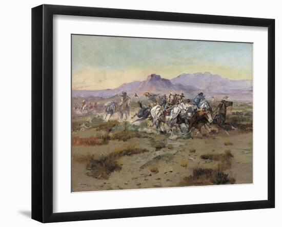 The Attack, 1900-Charles Marion Russell-Framed Giclee Print