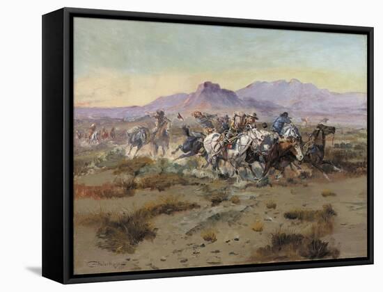 The Attack, 1900-Charles Marion Russell-Framed Stretched Canvas