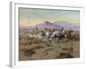 The Attack, 1900-Charles Marion Russell-Framed Giclee Print