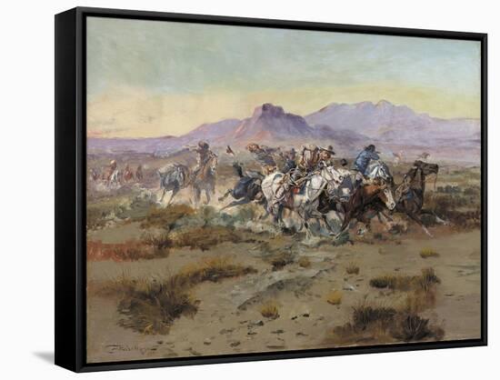 The Attack, 1900-Charles Marion Russell-Framed Stretched Canvas