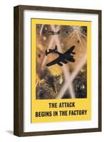 The Attack Begins in the Factory-Roy Nockolds-Framed Art Print