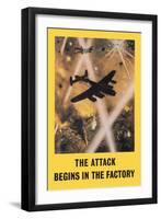 The Attack Begins in the Factory-Roy Nockolds-Framed Art Print