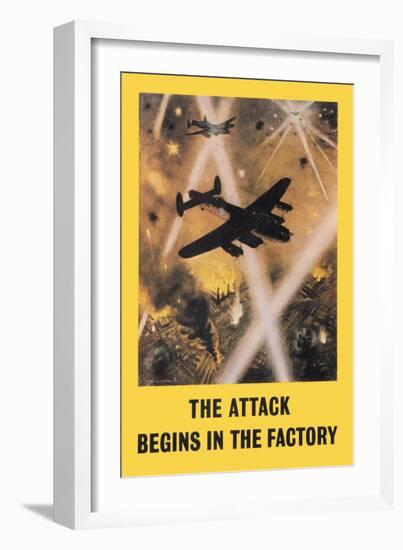 The Attack Begins in the Factory-Roy Nockolds-Framed Art Print