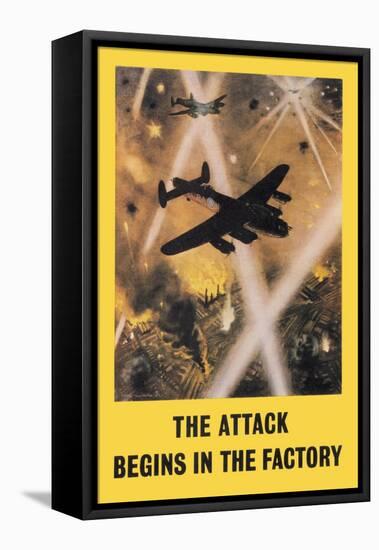 The Attack Begins in the Factory-Roy Nockolds-Framed Stretched Canvas