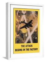 The Attack Begins in the Factory-Roy Nockolds-Framed Art Print