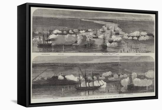 The Attack on the Peiho Forts by the English and French Fleets-null-Framed Stretched Canvas