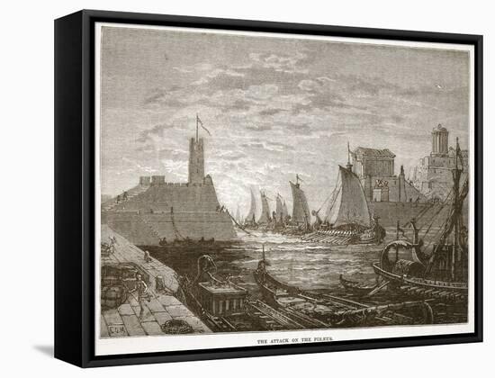 The Attack on the Piraeus (Litho)-English-Framed Stretched Canvas