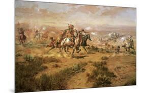 The Attack On The Wagon Train-Charles Marion Russell-Mounted Art Print