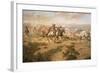 The Attack on the Wagon Train-Charles Marion Russell-Framed Art Print