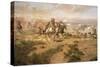 The Attack on the Wagon Train-Charles Marion Russell-Stretched Canvas