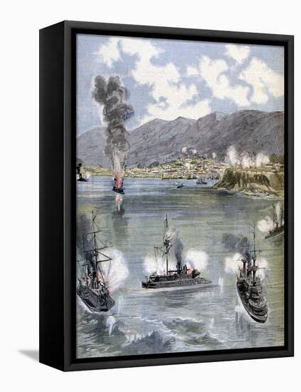The Attack on Valparaiso, the Chilean Revolution, 1891-null-Framed Stretched Canvas
