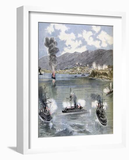 The Attack on Valparaiso, the Chilean Revolution, 1891-null-Framed Giclee Print