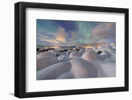 The Aurora Borealis (Northern Lights) Illuminate Snowy Landscape on a Starry Night Stronstad-Roberto Moiola-Framed Photographic Print