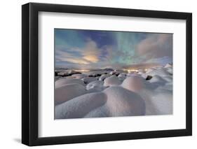 The Aurora Borealis (Northern Lights) Illuminate Snowy Landscape on a Starry Night Stronstad-Roberto Moiola-Framed Photographic Print