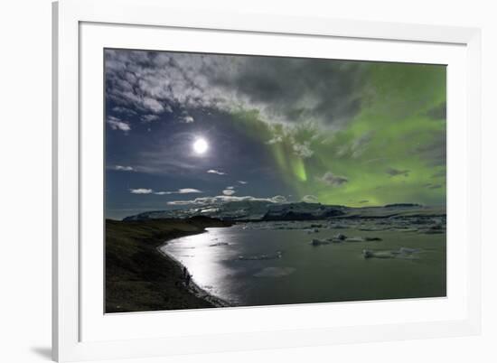 The Aurora Borealis (Northern Lights) over Jokulsarlon Glacial Lagoon, Vatnajokull National Park-Lee Frost-Framed Photographic Print