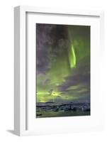 The Aurora Borealis (Northern Lights) over Jokulsarlon Glacial Lagoon, Vatnajokull National Park-Lee Frost-Framed Photographic Print