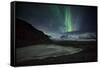 The Aurora Borealis over a Glacier in the Skaftafell National Park in Iceland-Alex Saberi-Framed Stretched Canvas