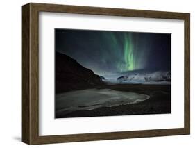 The Aurora Borealis over a Glacier in the Skaftafell National Park in Iceland-Alex Saberi-Framed Photographic Print