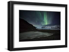 The Aurora Borealis over a Glacier in the Skaftafell National Park in Iceland-Alex Saberi-Framed Photographic Print