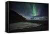 The Aurora Borealis over a Glacier in the Skaftafell National Park in Iceland-Alex Saberi-Framed Stretched Canvas