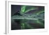 The Aurora Borealis Reflected in a Small Lake in Iceland with Mountains in the Background-Alex Saberi-Framed Photographic Print