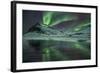 The Aurora Borealis Reflected in a Small Lake in Iceland with Mountains in the Background-Alex Saberi-Framed Photographic Print