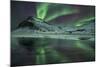 The Aurora Borealis Reflected in a Small Lake in Iceland with Mountains in the Background-Alex Saberi-Mounted Photographic Print