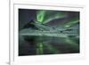 The Aurora Borealis Reflected in a Small Lake in Iceland with Mountains in the Background-Alex Saberi-Framed Photographic Print