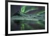 The Aurora Borealis Reflected in a Small Lake in Iceland with Mountains in the Background-Alex Saberi-Framed Photographic Print