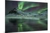 The Aurora Borealis Reflected in a Small Lake in Iceland with Mountains in the Background-Alex Saberi-Mounted Photographic Print