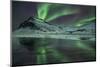 The Aurora Borealis Reflected in a Small Lake in Iceland with Mountains in the Background-Alex Saberi-Mounted Photographic Print